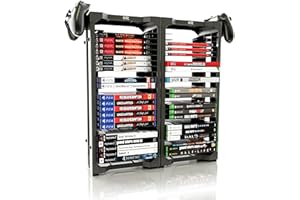 ADZ Universal Game Holder – 46 Game Storage Tower Rack for PS2 PS3 PS4 PS5 PSP Xbox 360 Xbox One Series X Wii Switch Games DVD and Blu-Ray Disks. Includes 2 Controller Mounts (Black)