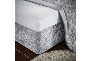 SeventhStitch Extra Deep 30cm Base Wrap Valance Fitted Sheet Bed Skirt Crushed Velvet Divan Frame Cover Silver Grey Fully Elasticated Sheets Single Double King Size (King)