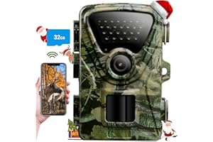 MAXDONE Wildkamera mit Bewegungsmelder Nachtsicht - WLAN mit Handyübertragung App 32MP 1440P Nachtsichtgerät 0,2s Jagdkamera 