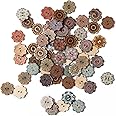 100PCS Mixed Pattern Vintage Wooden Buttons - 3/4inch, 2 Holes, Random Flower Painting, DIY Craft Sewing, Decorative, 20mm