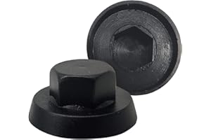 DOJA BARCELONA DOJA INDUSTRIAL | Coprivite Esagonale | Chiave 10mm | 100 Pezzi | Materiale: Copri Viti in Nylon | Tappi per Bulloni Colore Nero | Uso: Cappucci Protettivi per Chiodi e Dadi Esagonali | Uso Esterno