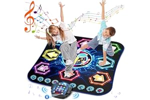 Surelect Dance Mat, 2024 Light Up 8-Button Dance Pad with Wireless Bluetooth, Upgraded Flowing Light Control System with Stands, Kids Toys Music Games Birthday for 3-12 Year Old Boys Girls