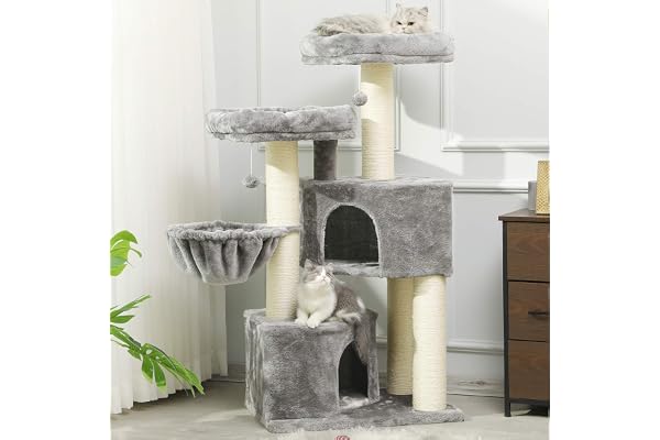 MSmask Arbre à Chat XXL Stable avec Griffoir en Sisal, 2 Grandes Plateformes, pour Grands Chats