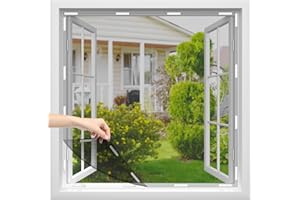 Wothfav Mosquitera para Ventanas Magnéticas, Pantalla Mosquitera Universal 150 * 150cm, Protección contra Mosquitos y Moscas, Fácil Instalación con 14 Juegos de Tiras Magnéticas, Buena Permeabilidad