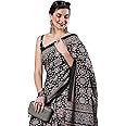 SAREE MALL Women's Ajrak Block Print Dola Silk Saree With Unstitched Blouse Piece