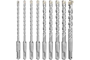 WESKIFAN Juego de Brocas SDS Plus para Martillo 9 piezas 5, 6, 6, 6, 8, 8, 8, 10, 12 x 160 mm Taladro de Percusión para Concreto Ladrillos Pavimento Madera