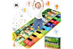 BGIUSQF Tapis Musical Bébé, Piano pour Enfants, Tapis de Danse avec 10 Animaux, Jouet Musical Enfant 2 Ans, pour Garçons Filles, 110x43cm