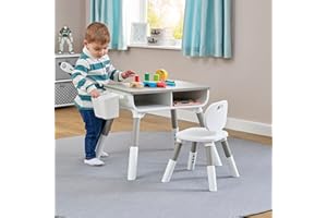 Liberty House Toys Kids Scandi Height Adjustable Table and Chair Set Grey & White
