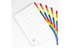 ‎PLASTOREG 5er Set 10-teiliges Register/Trennblätter aus buntem stabilem PP, DIN A4 praktischem Deckblatt aus stabilem Papier zum Beschriften. Trenn-Blätter für die Ordner-Organisation im Büro