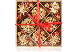 ‎COM-FOUR com-four® 56-teiliges Strohsterne Set - Christbaum-Schmuck - Stroh-Anhänger für den Weihnachtsbaum - natürlicher Christbaum-Behang - Weihnachtsdekoration - Ø 3-8 cm