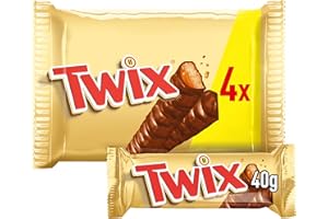 MARS Twix Chocolate Biscuit Bars with Caramel, for Gift Bag,4 Bars of 40g