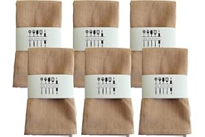 WAVATA 6 tovaglioli in lino, in cotone di alta qualità, 100% naturale, tovaglioli in tessuto da cucina, decorazione da tavolo, per Natale, matrimonio, compleanno, 40 x 40 cm, colore cachi