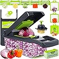 AWH Vegetable Chopper, Onion Chopper, Mandolin Slicer,Pro 10 in 1professional food Choppermultifunctional Vegetable Chopper and Slicer, Dicing Machine, AdjustableVegetable Cutter With Container(grey)