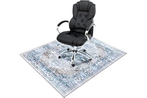 Homcomodar Mata na krzesło biurowe na podłogę z twardego drewna, niebieska, 90 x 120 cm, mata ochronna na krzesło komputerowe, biurko komputerowe, mata na twardą podłogę, antypoślizgowa gumowa mata do