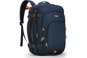 Tolaccea Reiserucksack, Handgepäck Flugzeug, TSA Freundlich Handgepäck Rucksack 35L-45L, Travel Backpack für 15,6 Zoll Laptop, Reise Rucksack für Weekender Trip (Dunkelblau)