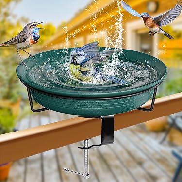 Songbird Essentials Vogeltränke Aus Glas - Grüne Gewirbelte Glasschale Mit Eisenständer (45,7 Cm)