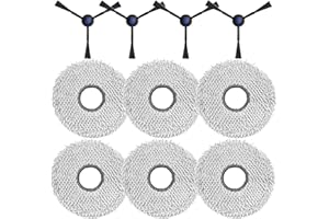 KiimSin chiffon de nettoyage + Side Brush Accessories for ECOVACS DEEBOT T30 Pro Omni / T30 Omni /T30S Combo Complete Robot Vacuumer Replacement Part, 6 chiffon de nettoyage + 4 Side Brush