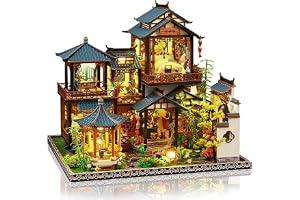 Cuteefun DIY-kit miniatyrhusmodell, handgjort hantverk i trä med LED-ljus, för vuxna tonåringar, gör ditt eget drömhus (blomg
