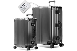LETTOO Hartschalenkoffer groß | Reisekoffer mit Rollen - Extrem Stabiler Trolley Koffer mit Laptoptaschen-Befestigung [WASSERGESCHÜTZT] Eckenschutz (schwarz, Trolley Koffer Set 20 und 29 Zoll)