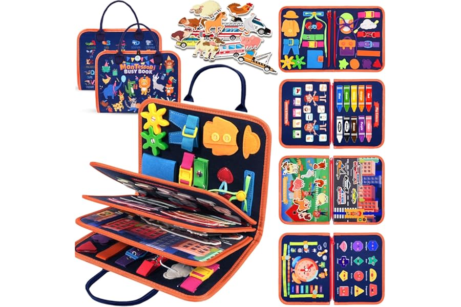 ZOOI Busy Board Montessori Toys for 1 2 3 Year Old, Busy Book for 1 2 3 4 Year Old, Toddler Toys Gifts for 1 2 3 Year Old Girls Boys, Sensory Toys Gifts for Kids Toys