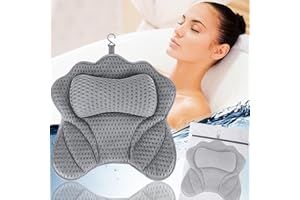 YIYADI Badewannenkissen–Badekissen als Nacken & Nackenkissen Badewanne mit 4D-Air-Mesh-Technologie und Saugnäpfen,ideal für Home Spa–Unterstützt Kopf,Schultern und Rücken in der Badewanne (Grey)