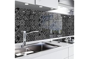 danario Revestimiento Autoadhesivo - Protector Pared Antisalpicaduras Cocina - Lámina de PET Rígida de 0,37 mm - Mate - Mosaico oscuro - Muestra