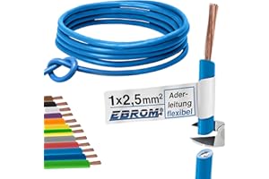EBROM Aderleitung Verdrahtungsleitung - Einzelader flexibel - PVC Leitung - H07V-K 2,5 mm² - Farbe: hellblau - viele Längen in 5 Meter-Schritten lieferbar, Ihre Länge: 35 m 2,5mm2