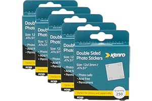 Kenro Box of 5 Double Sided Photo Stickers (5X 250) - Double Sided Stickers for Sticking Photographs into Your Photo Album Scrapbook. Scrapbook Stickers for Scrapbooking Paper Crafts - PC105.