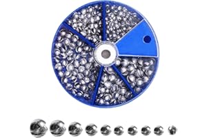 YOTO Pesca Piombo Shots,205 PCS Pesca Piombo Pesi 5 Dimensioni Apertura Rotonda Shot Sinkers Kit