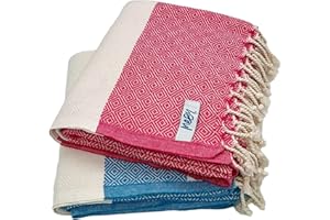 MEBY Zestaw 2 ręczników do sauny XXL duży 90 x 180 cm. 100% bawełna. ręcznik plażowy, ręcznik kąpielowy, turecki ręcznik hammam, ręcznik do jogi, peshtemal, koc piknikowy, ręcznik podróżny, ręcznik do leżenia, pestemal (różowy i turkusowy)