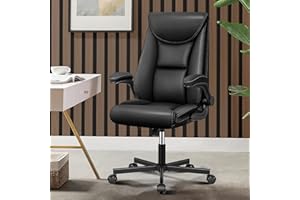 ‎DOCHAIR DoChair Chefsessel ergonomischer Bürostuhl hohe Rückenlehne 150KG Schreibtischstuhl mit Wippfunktion höhenverstellbarer Office Chair aus PU-Leder Arbeitszimmer, Schwarz
