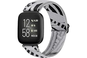 Runostrich Adjustable Elastic Watch Straps Compatible with Fitbit Versa/Fitbit Versa 2/Fitbit Versa Lite Nylon Sport Loop Stretch Wristband Replacement Band for Women Men (P)