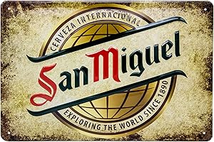 LUCKYLINDE Cartel de chapa de metal para cerveza, apto para San Miguel, cartel decorativo de bar, chapa de acero en relieve, efecto 3D, 30 x 20 cm