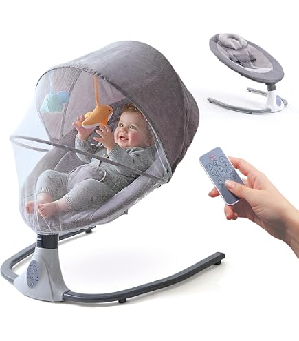 Brolteja Mecedora Bebe Electrica, Hamaca Bebé Eléctrica Para Desde El Nacimiento Hasta Los 9 Meses Bluetooth Y App Control Silla Mecedora5 Modos De Columpio12 Melodias Con Arnes Seguridad 5 Puntos 127349