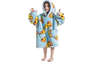 Pterygoid Kids Oversized Blanket Hoodie,Sherpa FLeece Hoodie Blanket,Hooded Sweatshirt for Girls Boys with Pocket for Toddler Children