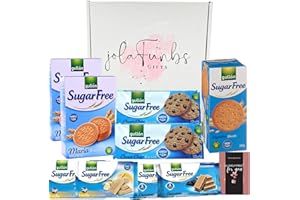 JOLAFUNBS Gullon Sugar Free Biscuits Care Package Food Gifts Hamper Box Perfect For Diabetic Biscuits, Gluten Free Snacks Suitable For Vegan Snacks & For Birthday, Easter Egg, Grandma Gifts, Get Well Soon Gift