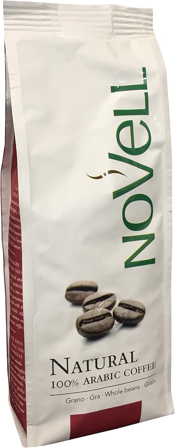 NOVELL - Café en Grano Natural 100% Arábico 250g | Grano Natural para Experiencia Gourmet Premium | Fácil Uso con Válvula Unidireccional | Arábica Sostenible