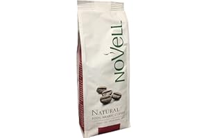 NOVELL - Café en Grano Natural 100% Arábico 250g | Grano Natural para Experiencia Gourmet Premium | Fácil Uso con Válvula Unidireccional | Arábica Sostenible