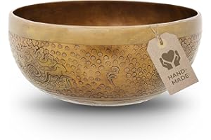 AVANDA Tibetan Singing Bowl Flower of Life for Yoga, Meditation and Relaxation, Diameter 20 cm, 1,100 g, Antique Surface, Traditional Handmade …