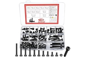 YOUYIDUN - M6 Nuts and Bolts Set, 100 Pcs Hexagon Socket Head Cap Screws, Hex Socket Cap Head Screws, Black Machine Screws Bolts and Nuts Assortment Kit, for DIY Bicycle Motorcycle Repair