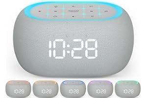 ANJANK White Noise Sound Machine Clock with Bluetooth Speaker, 21 Relaxing Sounds, 7 Night Lights,0-100% Dimmer/Sleep Timer/30-Level Volume Control,Sound Machine for Kids Adults Sleeping,Bedside