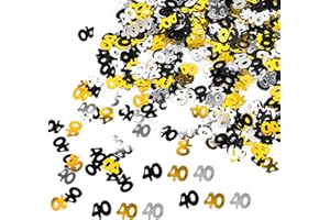 DARBERMU 40th Birthday Confetti, 30g Black Gold Silver Metallic Glitter Foil Sequins for 40 Years Birthday Party Anniversary Decorations