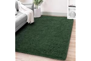 FVVRAX Bereich Teppiche für Schlafzimmer Wohnzimmer, Dunkelgrün flauschig Fuzzy Shag Shaggy Teppich weichen Plüsch Teppich, 120x180 cm Indoor-Boden Teppich für Kinder Home Decor Ästhetik