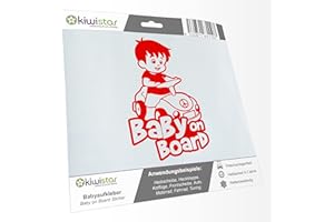 ‎KIWISTAR Kiwistar - Babyaufkleber - Rot - Junge Auto Sticker - Baby on Board 15cm - für Auto, Motorrad, Fahrrad, Tuning
