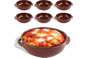 Kasalingo 6 Tegami in coccio monoporzione da Forno 15 Cm, terrine di Terracotta Che esaltano Il Sapore Naturale dei cibi, Ciotole in Terracotta per zuppe, Pasta al Forno 100% Made in Italy.