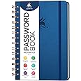 Clever Fox Password Book Spiral – Internet Address & Password Organizer with Laminated Alphabetical Tabs – Password Keeper Journal – Hardcover, Medium Size, 15.5x19.6cm (Mystic Blue)