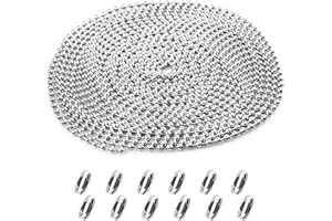 rietegio 6 Meter Roller Blind Chain 4.5mm Stainless Steel Blind Beads Chain with 12 Pcs Blind Cord Connector Silver Replacement Chain for Roller Blind and Vertical Blinds Repair Parts
