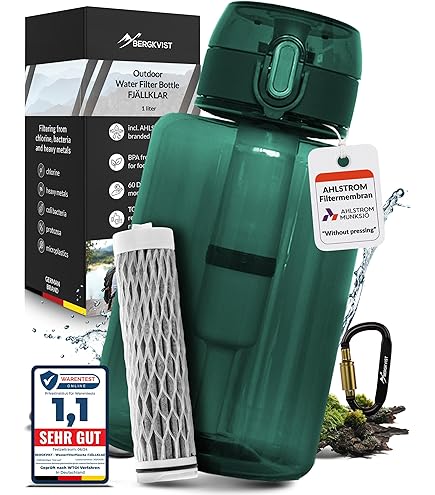 Borraccia Con Filtro BERGKVIST FJÄLLKLAR 500 Ml - Per Acqua Pulita In Outdoor, Nero - Foto 9