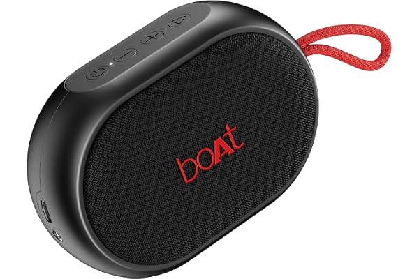 boAt (2025 Stone 110 Bluetooth Speaker with 3W Signature Sound, Up to 15Hrs Playback, Built-in Mic, TWS Feature, Bluetooth v5.4, AUX Port, Voice Assistant & IPX4(Raging Black)