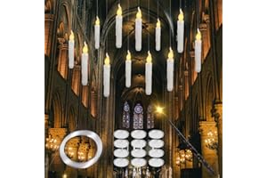 CIRULLI Set di 12 Candele Galleggianti con Bacchetta Magica, Candela LED telecomandata, Fiamma Tremolante, Candele Elettriche per Matrimonio, Decorazione di Halloween (Candele Galleggianti Bianche)